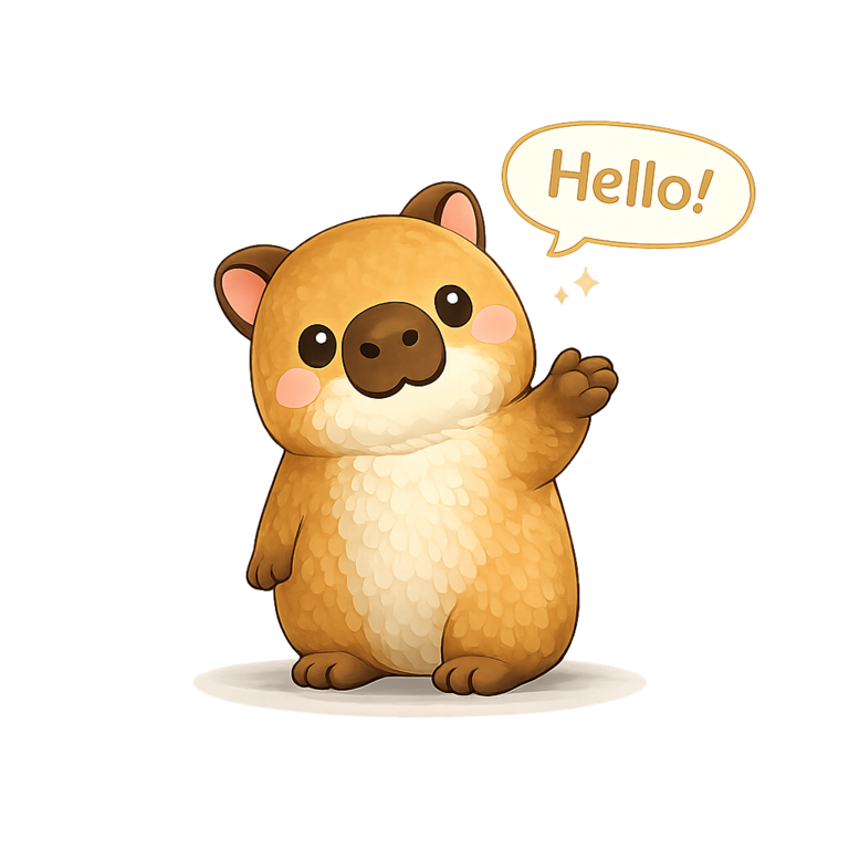 Kapi the capybara waving hello